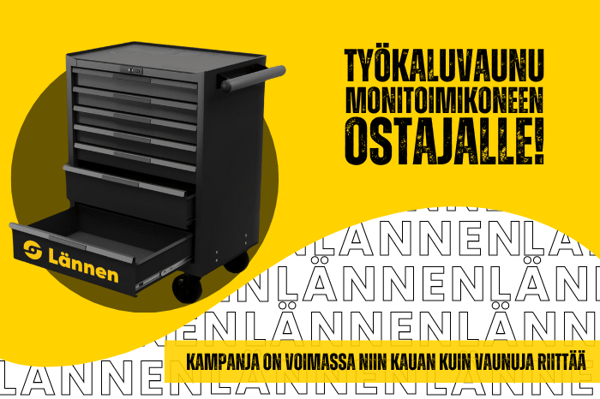 Monitoimikoneen ostajalle työkaluvaunu kaupan päälle